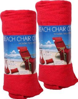 2X Beach Lounge Chair Cover Includes Terry Inflatable Pillow Cover Converts to a Beach Tote  Red  Patio, Lawn & Garden