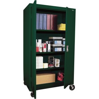 Sandusky Lee Heavy-Duty Welded Steel Mobile Cabinet — 46in.W x 24in.D x 66in.H, Dark Green, Model# TA3R462460-08  Storage Cabinets