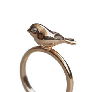owl ring silver. gold, ruby & black diamonds by rock cakes