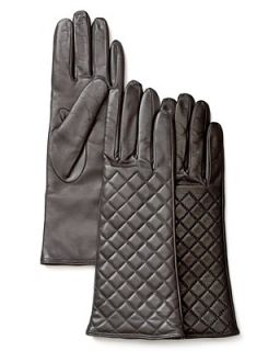's 3 Button Length Quilted Leather Gloves's
