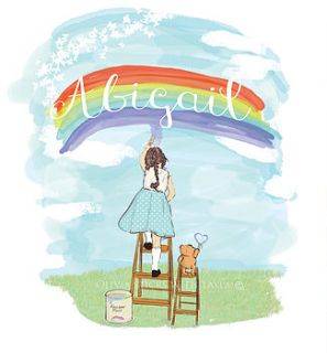 personalised girl's 'painting rainbows' print by olivia sticks with layla
