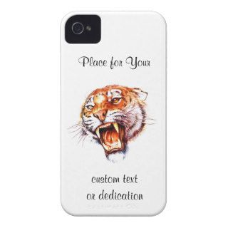 Cool cartoon tattoo symbol roaring tiger head Case Mate iPhone 4 cases