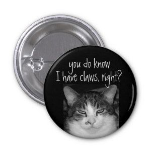 "You do Know I have Claws, RIght?Crabby Cat Magnet Button
