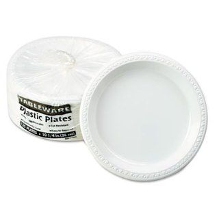 Disposable dinnerware.   TABLEMATE PRODUCTS, CO. * Plastic Dinnerware, Plates, 10 1/4" dia, White, 125/Pack Electronics