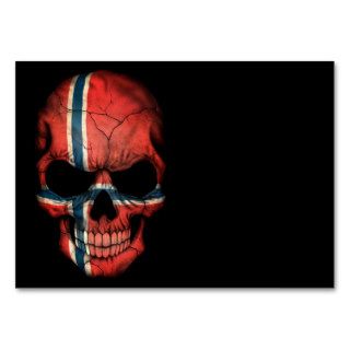 Norwegian Flag Skull on Black Business Card Templates