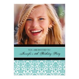 Teal Photo 18th Birthday Party Invitations
