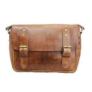 veau two buckles leather messenger bag by ismad london
