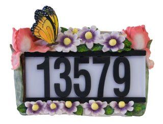 Tricod D5003 Solar House Number Light with Butterfly and Flowers   Outdoor Figurine Lights  