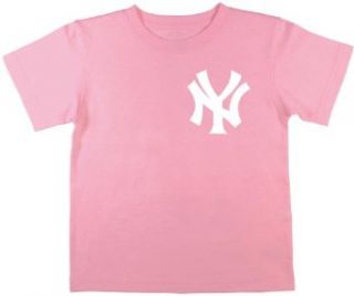 MLB New York Yankees Derek Jeter #2 Juvi Girls Player Name And Number Tee By Majestic (MILKSHAKE PINK, LARGE)  Sports Fan T Shirts  Sports & Outdoors