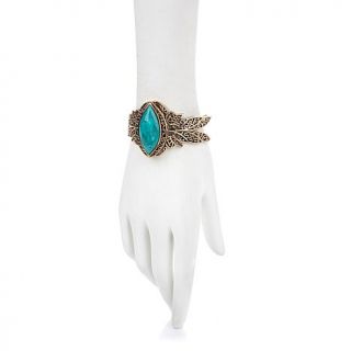 Studio Barse Turquoise Bronze Scroll "Leaf" Cuff Bracelet