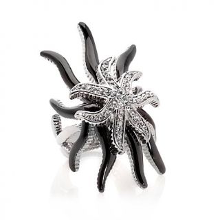 TELIO by Doris Panos "Starfish" Crystal Accented 2 Tone Ring