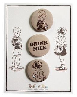 drink milk badge set by belle & boo