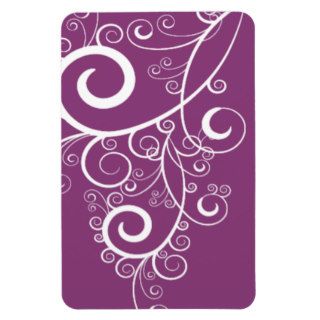 Purple Background White Swirls Monogram Flexible Magnet