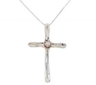 Hagit Gorali Sterling Cultured Pearl Cross Pendant with Chain —