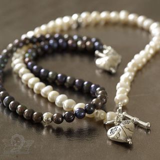 freshwater pearl heart necklace by dirty cherub