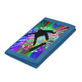 Skateboard Flip Out in Fireworks Tri fold Wallet