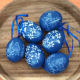 set of six hanging egg decorations by drift living