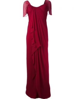 Marchesa Notte Draped Evening Gown   Genevieve