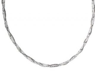 VicenzaSilver Sterling 17 Wrapped Woven and Diamond Cut Omega Necklace —