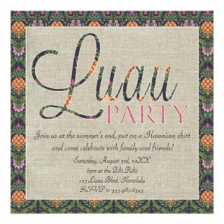 Elegant Hawaiian Tropical Luau Party Announcement