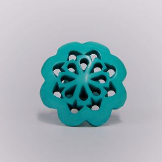 acrylic persia flower knob turquoise by trinca ferro