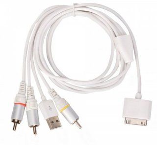 Fast shipping + Free tracking number 1.3M Universal USB Data Charging AV TV Cable for Some iPhone/iPod/iPad White Cell Phones & Accessories