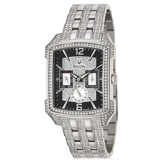 Bulova Men's 'Crystal' Stainless Steel and Crystals Military Time Watch Bulova Men's Bulova Watches