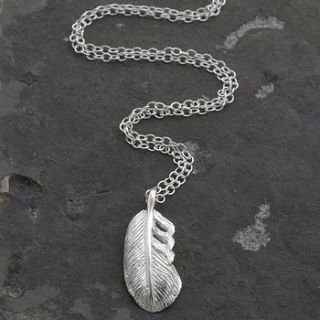 silver feather necklace by martha jackson