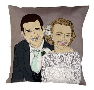 personalised embroidered portrait cushion by tugba kop illustration