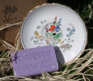 vintage china soap dish with artisan soap by the vintage tea cup