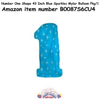 Number One Shape 43 Inch Blue Sparkles Mylar Balloon Pkg/1 Toys & Games