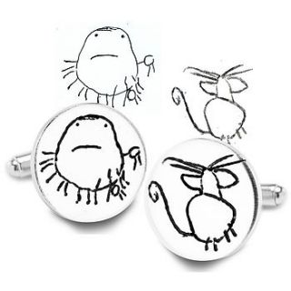 round silver cufflinks from your child's art by am jewellery