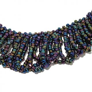Himalayan Gems™ Peacock Color Beaded "Feather" Potay 19 3/4" Necklace