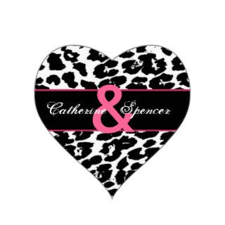Black White Pink Leopard Wedding Sticker