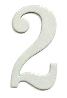 Fancy White Reflective Mailbox or House Number   2   Size 2"   (select size (2", 3", 4", 5" or 6") and digit (0 9) in dropdown menus)   Thick, Die cut PVC   Fancy Number Stickers  