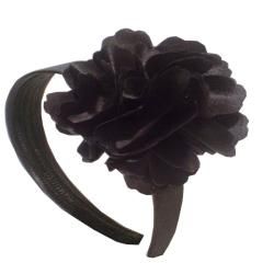Black Flower Satin Headband Hair Accessories