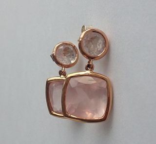 rose gold and rose quartz earrings by mmzs jewellery design