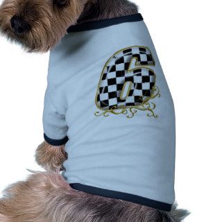 auto racin number 6 with gold accent doggie tshirt