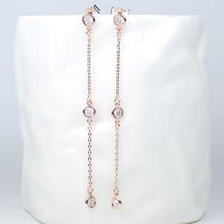 rose gold dangle diamante earrings by astrid & miyu