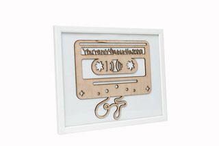 personalised retro cassette tape 3 d woodcut by ( q u i e t l y   c r e a t i v e )