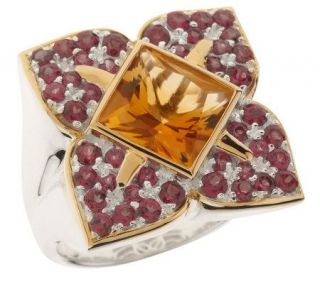 Georgia Ruiz Sterling 4.30 ct tw Multi gemstone Hibiscus Ring —