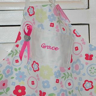 personalised childrens embroidered apron by the alphabet gift shop