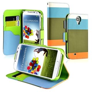 BasAcc Blue/ Khaki/ Orange Leather Wallet Case for Samsung Galaxy S4 BasAcc Cases & Holders
