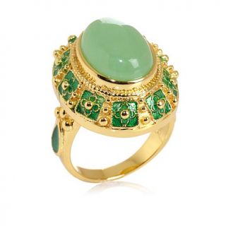 Museum Collection Oval Jade Bronze "Holbeinesque Collection" Ring