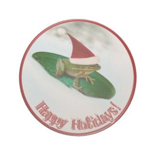 Frog Dashing Through the Snow on a Lily Pad Drink Coaster