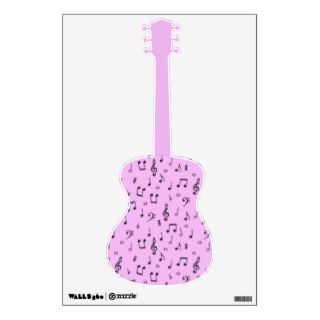 Pink Guitar Music Notes Room Graphic