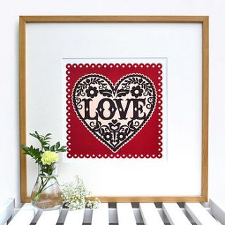 'love' heart print by snowdon design & craft