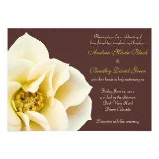 Brown and Cream Wildrose Wedding Invitation