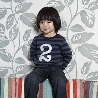 age/number kids t shirt vintage blue & navy by bob & blossom ltd