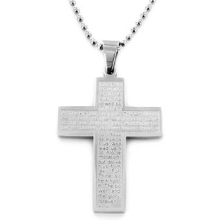 Stainless Steel Lord's Prayer Cross Necklace West Coast Jewelry Men's Necklaces